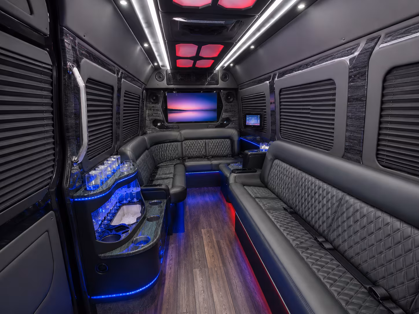 duluth 50 passenger party bus interior